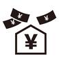 不動産 不動産 円マーク,日本円,お金,紙幣,戸建て,一戸建て,住宅資金,購入,家,物件のシルエット素材