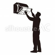 エアコンのフィルタを掃除する エアコン,フィルタ,掃除のシルエット素材