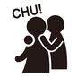 恋人 恋人 チュッ,英語,アルファベット,大文字,キス,ラブラブ,上半身,チュー,ピクトグラム,人物のシルエット素材