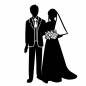 タキシードの新郎とドレスの新婦 タキシードの新郎とドレスの新婦 男女,結婚,新婚,新婦,寄り添う,カップル,女性,男性,新郎,夫婦のシルエット素材