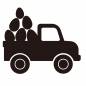 卵をたくさん積んでいる車 卵をたくさん積んでいる車 イースターエッグ,卵,大量,山盛り,車,乗り物,トラック,1台,運ぶ,イースターのシルエット素材