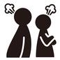 恋人 恋人 夫婦,カップル,背を向ける,背中合わせ,上半身,怒る,喧嘩,腕組み,怒り,プンプンのシルエット素材