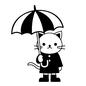 傘をさす猫 傘をさす猫 猫,ネコ,ねこ,傘をさす,雨,雨の日,梅雨,雨降り,悪天候,アニマルキャラクターのシルエット素材