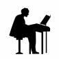 キーボードを弾く男性 キーボードを弾く男性 男性,キーボード,音楽室,鍵盤楽器,楽器,打弦楽器,鍵盤,オーケストラ,ジャズ,クラシックのシルエット素材