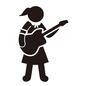 ギタリスト ギター,ギタリスト,女性,スカート,軽音部,軽音楽部,音楽,演奏,学生,人物のシルエット素材