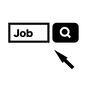 仕事探し 仕事探し 就職活動,就活,仕事探し,インターネット,検索,矢印,検索窓,ジョブ,仕事探しサイト,虫眼鏡のシルエット素材