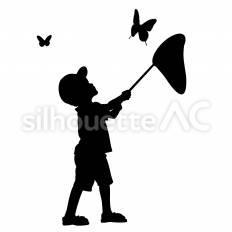 虫取り 虫取り,網,捕まえるのシルエット素材