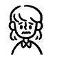 女の子 女の子 子供,こども,女の子,学生,セミロング,上半身,正面,困り顔,泣きそう,不安のシルエット素材