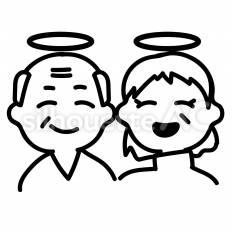 天国で再会する２人 天国,再会,老夫婦のシルエット素材