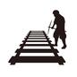線路修理 線路修理 線路,ツルハシ,電車,人物,男性,修理,工具,道具,修繕,直すのシルエット素材