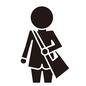 中学生 学生服,制服,斜め掛け,カバンかばん,鞄,正面,立つ,男の子,ピクトグラム,人物のシルエット素材
