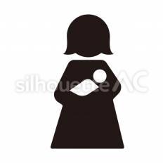 授乳室 女性 赤ちゃん,抱っこ,育児のシルエット素材