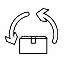 返品　白抜き 箱,矢印,戻すのシルエット素材