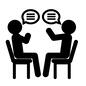 会話 会話 3密,ディスカッション,議論,会話,人,人物,全身,座る,椅子,2人のシルエット素材