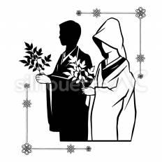 (和装)玉串奉奠 結婚,花嫁,花束のシルエット素材