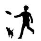 フリスビー ペット,フリスビー,競技,練習,遊ぶ,おもちゃ,人,人物,犬,走るのシルエット素材