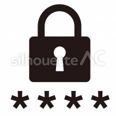 デジタル　パスワードロック パスワードロック,鍵,数字のシルエット素材