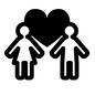 カップル成立 カップル成立 ピクトグラム,カップル成立,人,人物,男女,男性,女性,ハート,全身,手を広げるのシルエット素材