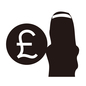 ポンド記号と人物 ポンド記号と人物 ポンド,マーク,記号,人物,イギリス,通貨,円形,丸,枠,コインのシルエット素材