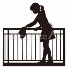 ベランダの手すりを拭く ベランダ,手すり,拭くのシルエット素材