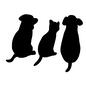 動物 動物 犬,いぬ,イヌ,猫,ねこ,ネコ,3匹,後ろ姿,座る,並ぶのシルエット素材