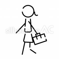 通学　女性 ピクトグラム,ピクトサイン,アイコンのシルエット素材