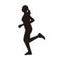 急ぐ人 急ぐ人,女性,女の人,走る,ジョギング,ダイエット,マラソン,肘を曲げる,ロングヘアー,まとめ髪のシルエット素材