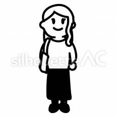 大学生　女 女,大学生,長袖のシルエット素材
