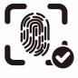 デジタル　指紋認証 指紋認証,指紋,チェックマーク,枠,スキャン,技術,アイコン,シンプル,クール,スタイリッシュのシルエット素材