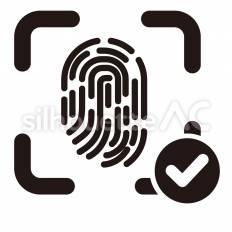 デジタル　指紋認証 指紋認証,指紋,チェックマークのシルエット素材