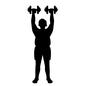 ダンベルを上に持ち上げる男性 ダンベルを上に持ち上げる男性 ダンベル,男性,人物,全身,正面,持ち上げる,肥満,上,腕,筋トレのシルエット素材