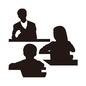 授業 授業 女性,女,座る,教える,男,男性,3人,大人,子供,先生のシルエット素材