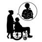 通院介助 通院介助 人,人物,訪問介護,通院介助,ホームヘルパー,女性職員,車いす,押す,男性,乗るのシルエット素材