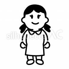 子供　女の子 子供,立つ,半袖のシルエット素材