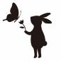 蝶と花を持つうさぎ うさぎ,花,持つ,植物,蝶,動物,キャラクター,1匹,イースターバニー,擬人化のシルエット素材