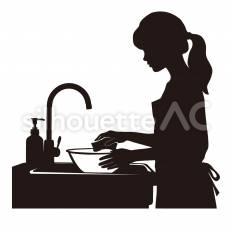 料理用具を洗う 料理,用具,洗うのシルエット素材