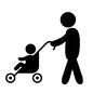 ハンディキャップ ハンディキャップ 人,人物,ピクトグラム,親子,ベビーカー,散歩,横向き,子連れ,子供連れ,子供のシルエット素材