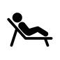 デッキチェアに座る人 デッキチェアに座る人 座る,くつろぐ,休憩,日光浴,寝る,椅子,イス,デッキチェア,人物,ピクトグラムのシルエット素材