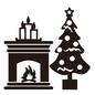 クリスマス クリスマス,12月,クリスマスイブ,暖炉,クリスマスツリー,クリスマス飾り,キャンドル,燭台,冬,ウィンターのシルエット素材