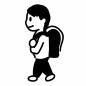 小学生　横　男の子 横,小学生,半袖,長ズボン,歩く,登校,成長,通学,人物,男の子のシルエット素材