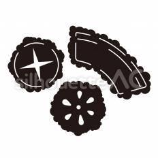 野菜天 野菜天,れんこん,かぼちゃのシルエット素材