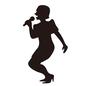 カラオケ 女性,全身,横向き,中腰,膝を曲げる,ワンピース,熱唱,振付,歌う,カラオケ教室のシルエット素材