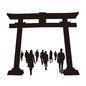初詣 初詣 初詣,人,人物,歩く,鳥居,くぐる,入口,神社のシルエット素材