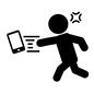 八つ当たり 八つ当たり,ストレス,怒り,人,人物,全身,横向き,投げる,スマホ,スマートフォンのシルエット素材